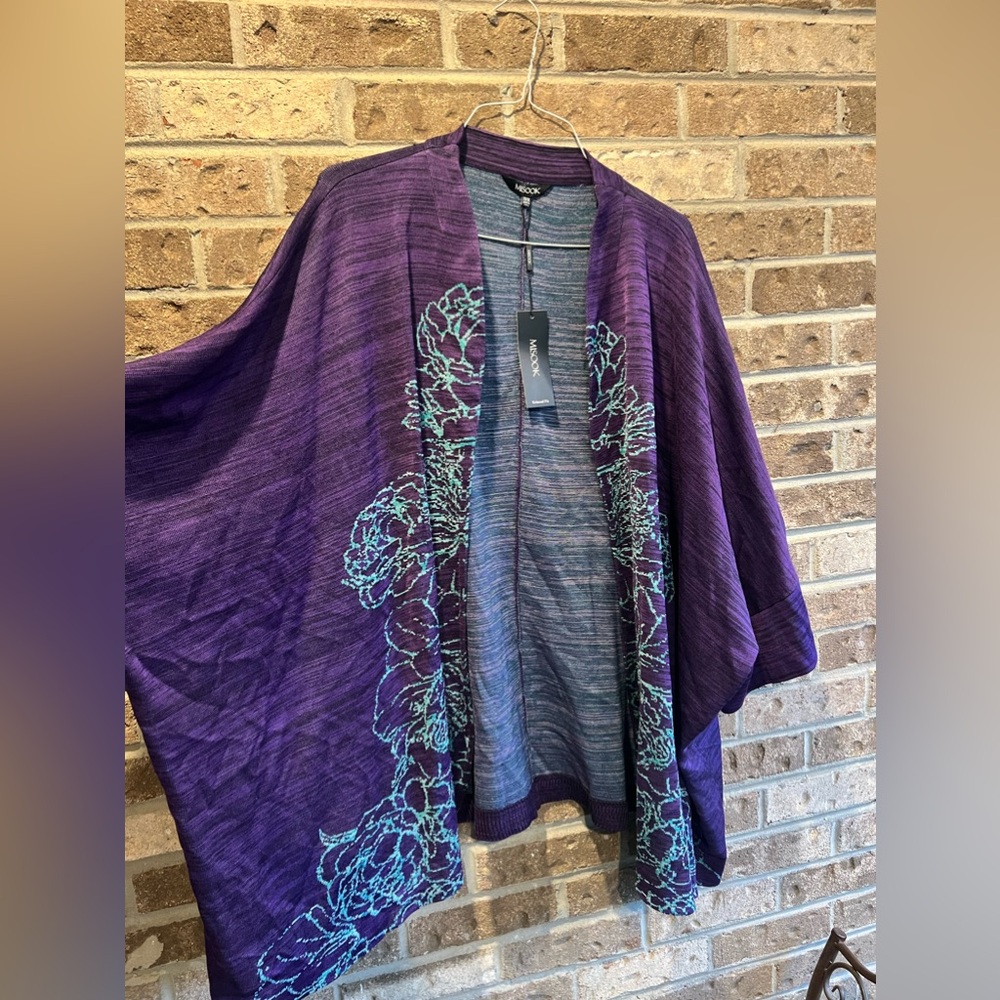MISOOK Purple, Turquoise & Black knit top/ Cardigan Jacket plus Sz 2X/3X NWT